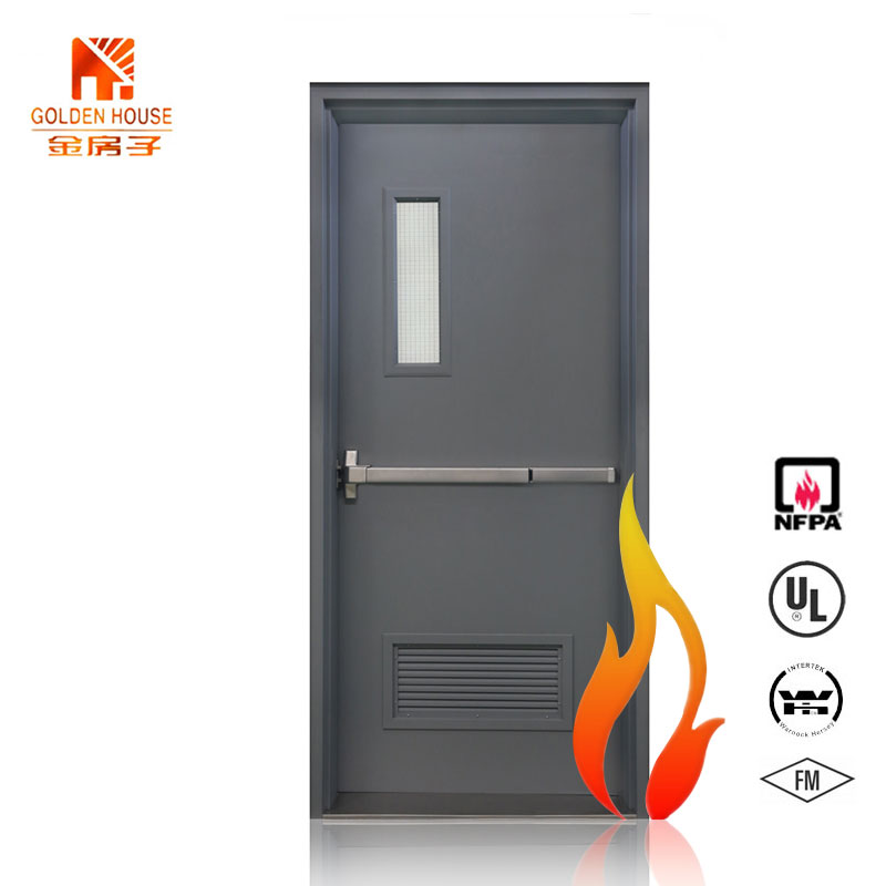 Ul certificate steel door with narrow glass interior house design