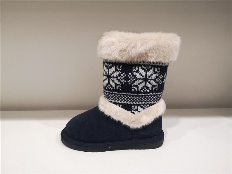 Fashion Sheepskin/Fake fur Snow Boot Winter shoes Water-Resistant Kids Fur Cuff