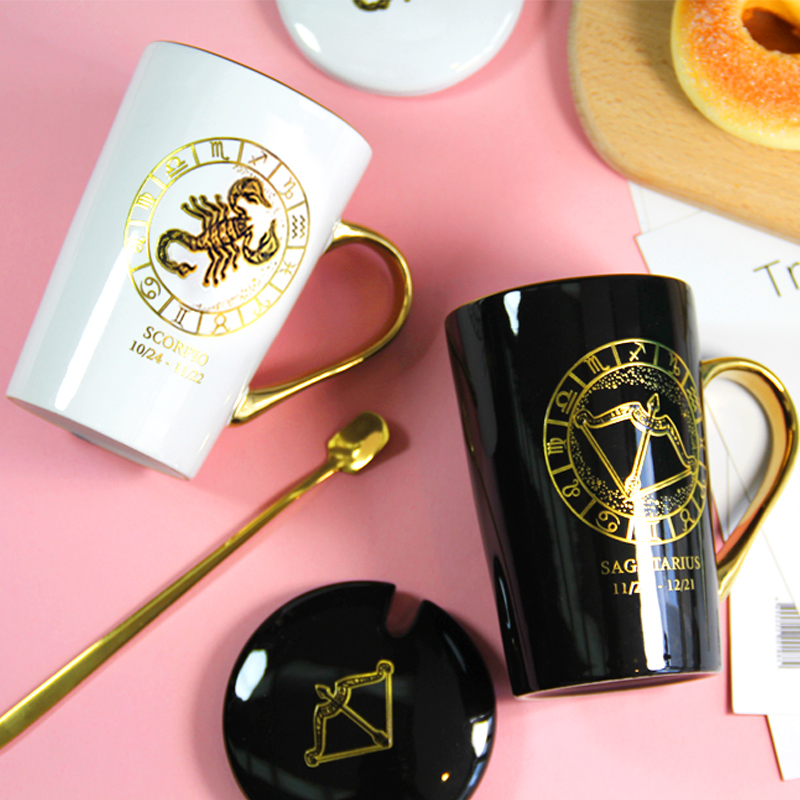 Ceramic mug with 3D metallic Zodiac sign
