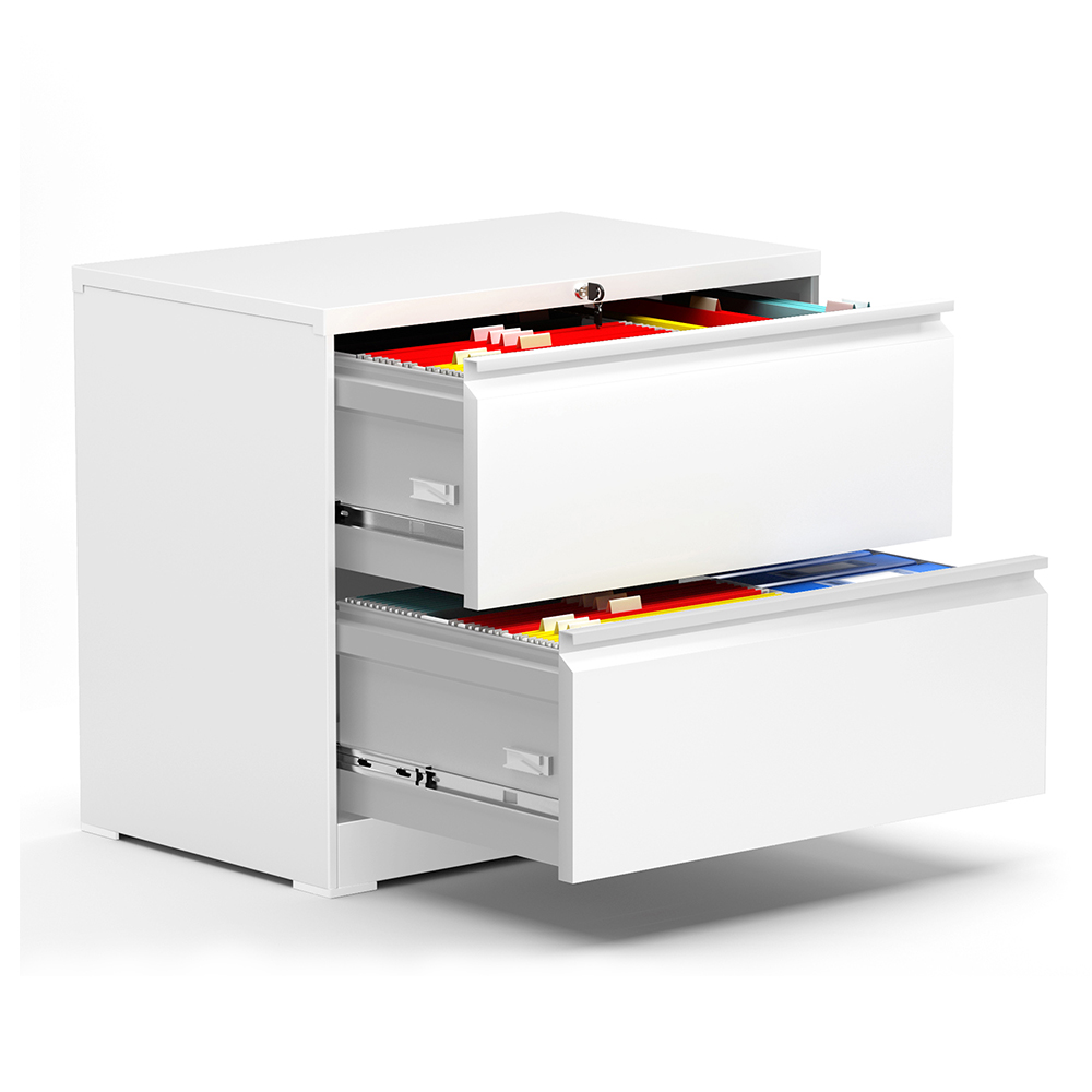 Fast assemble two drawer lateral file cabinet white