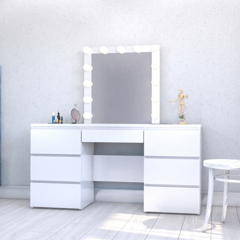 WHITE cosmetic dresser with LED mirror