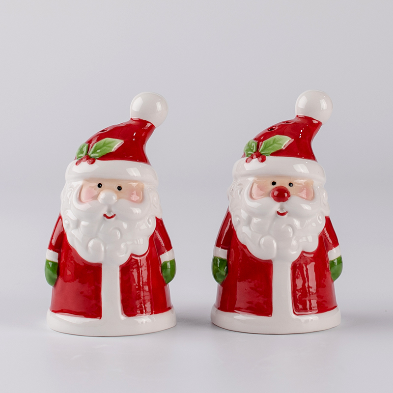 Christmas Ceramic Holiday Santa Design Salt and Pepper Shaker Set