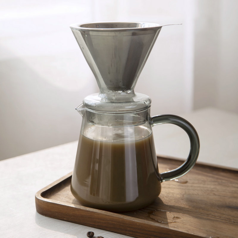 Glass coffee filter cup set