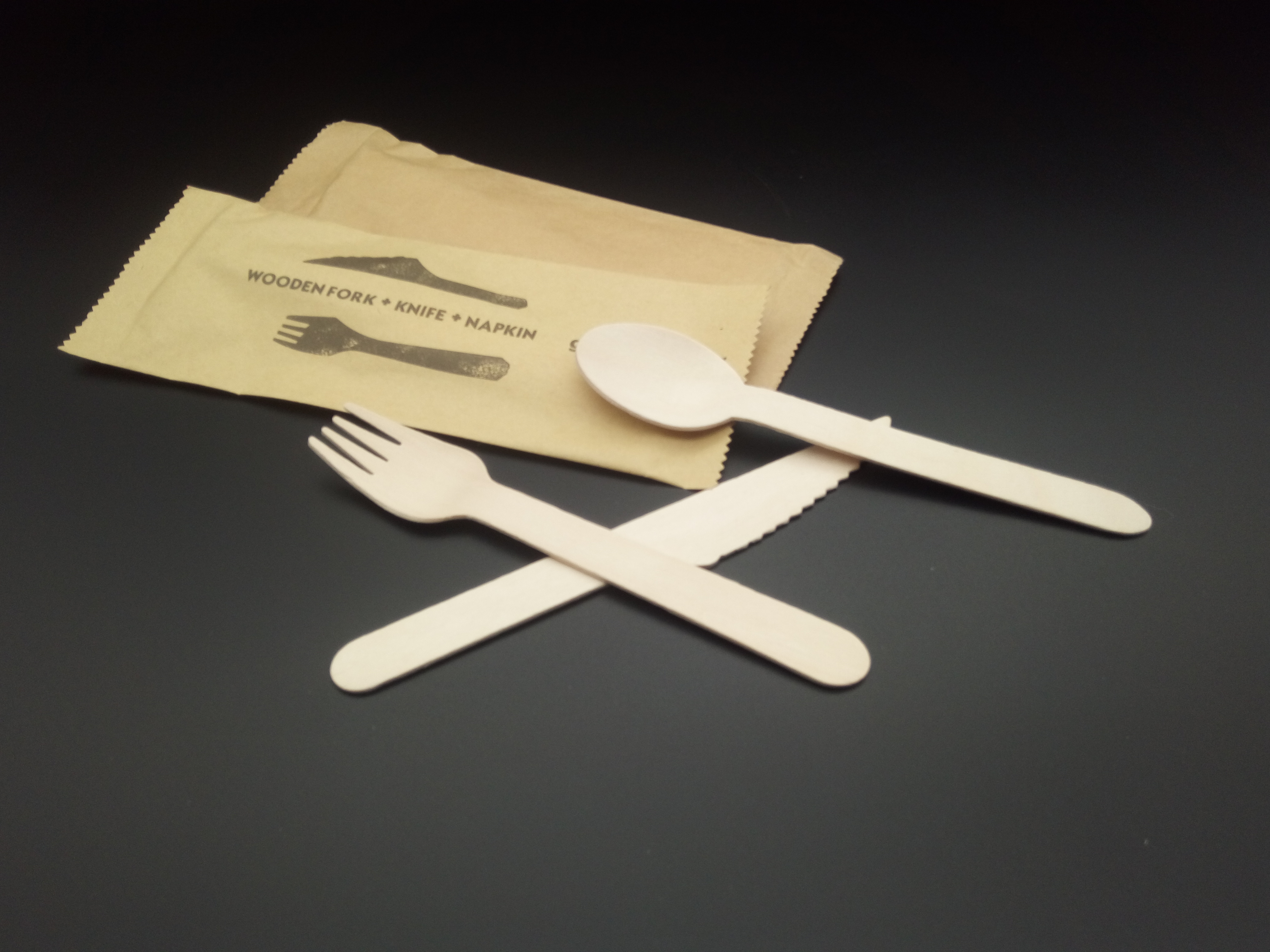 Disposable Wooden cutlery- Kraft Bag