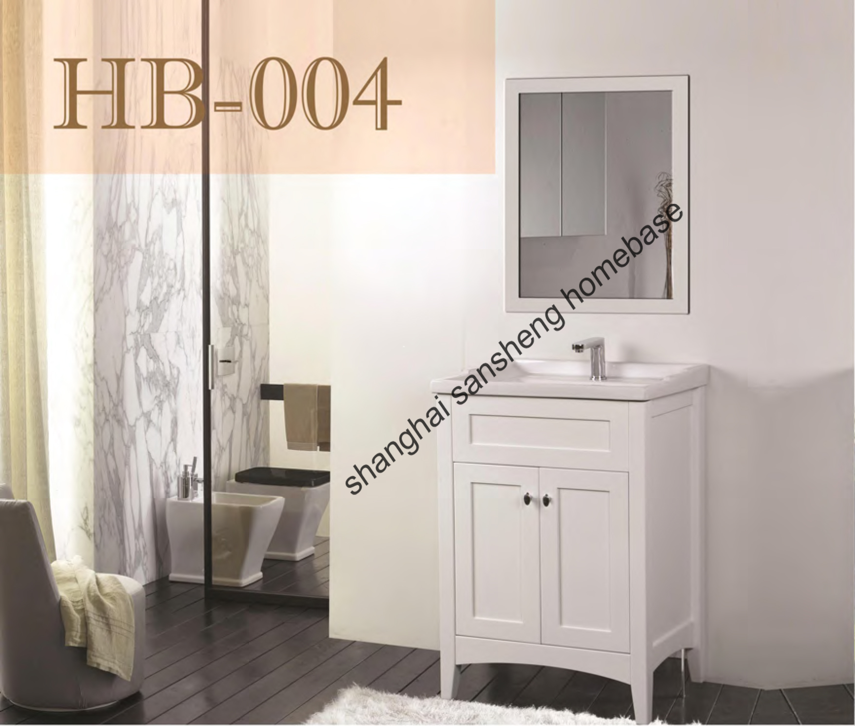 Compact design cabinet with wall hung shaving mirror