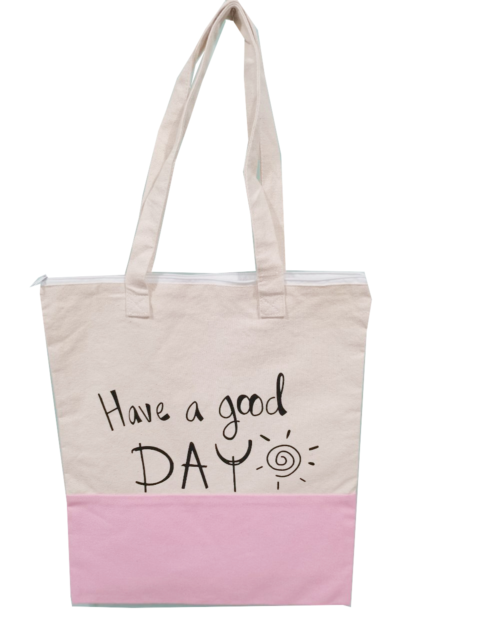 100%cotton bag with joint fabrics 2 colors
