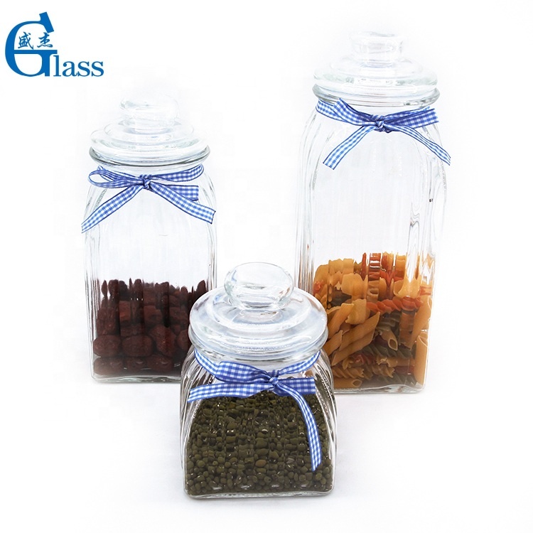 Rectangular Unique Design Glass Storage Jar Glass Lid