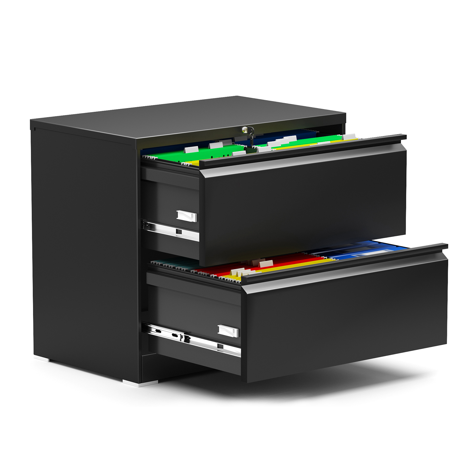 Fast assemble two drawer lateral file cabinet black