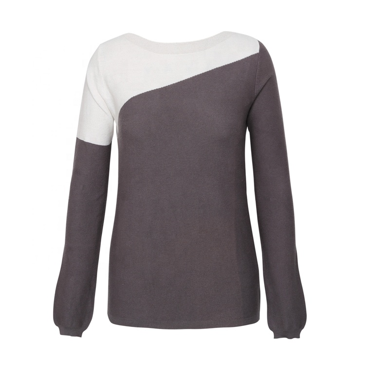Women cashmere sweaters color blocks cotton pullover knit sweater knit soft odm