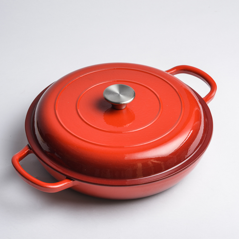 Enamel cast iron shallow casserole