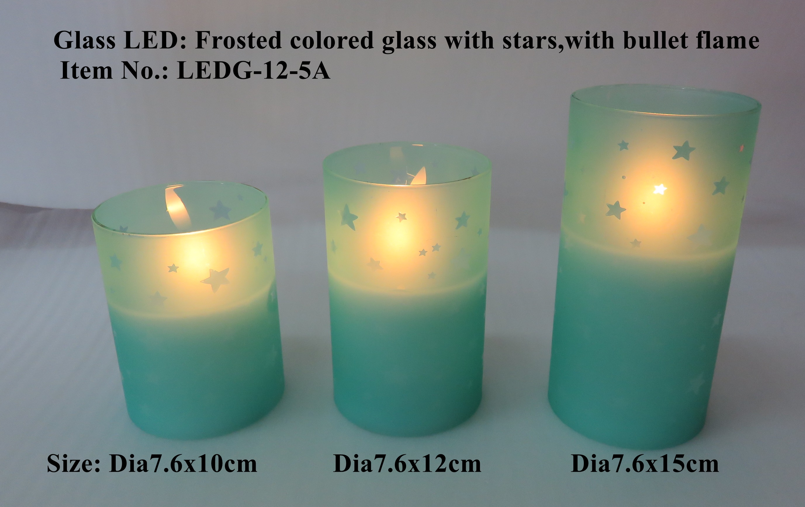 Frosted colored glass with stars LED-bullet flame