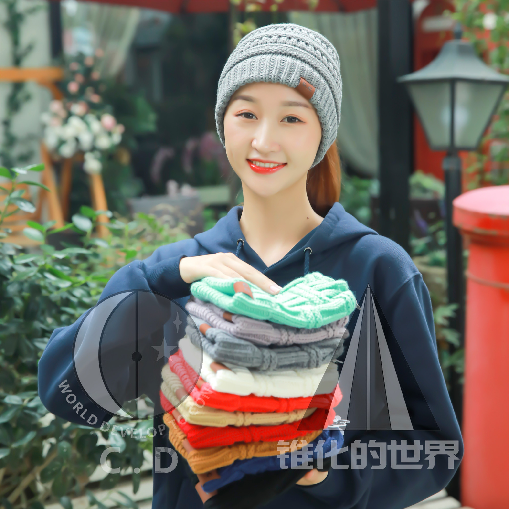 Autumn winter ponytail beanie