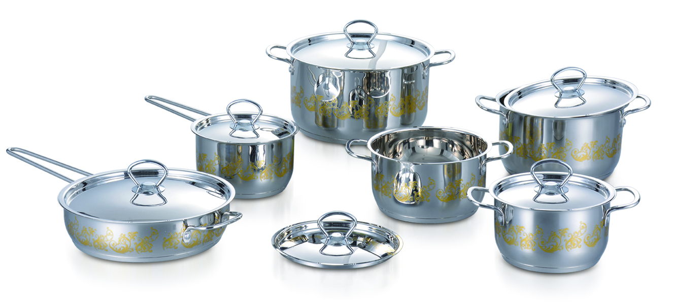 12pcs High quality Stainless steel Kitchen cookware cooking pot set and cookware casserole set