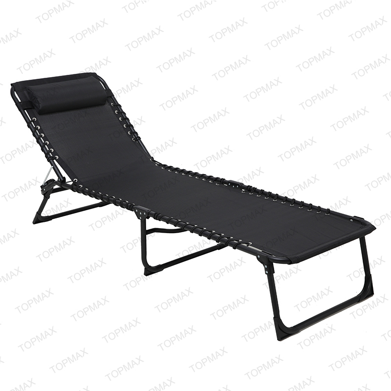 20349TP-PT Steel Reclining Lounge Chair Folding Lounge Outdoor Adjustable Lounge 4 Position Sunlounger with Pillow