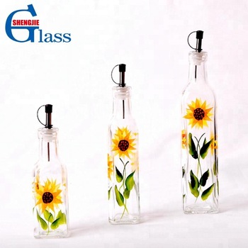Decal Unique Sunflowers Design 500ml Oil Spray Wholesale Manufacturers Glass Bottle With Cap