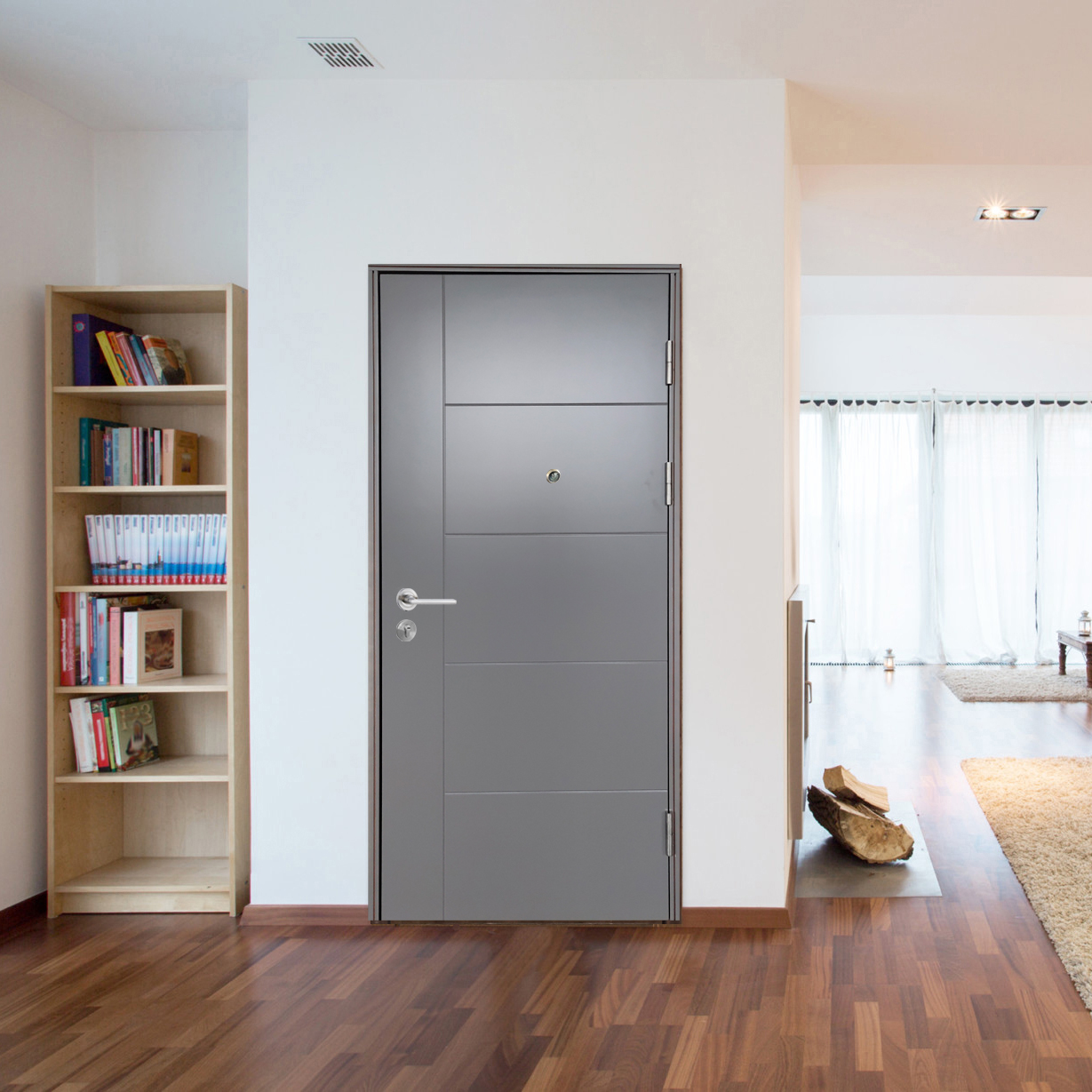 Fire Rated Prehung Door with Grey Lacquer Painting