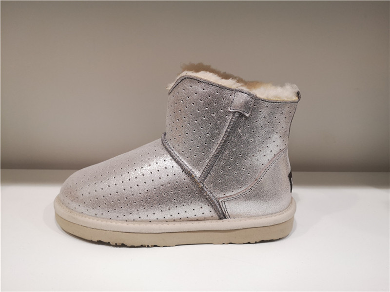 Ladies Fashion Sheepskin/Fake fur Snow Boot Winter shoes Water-Resistant Shinny Leather