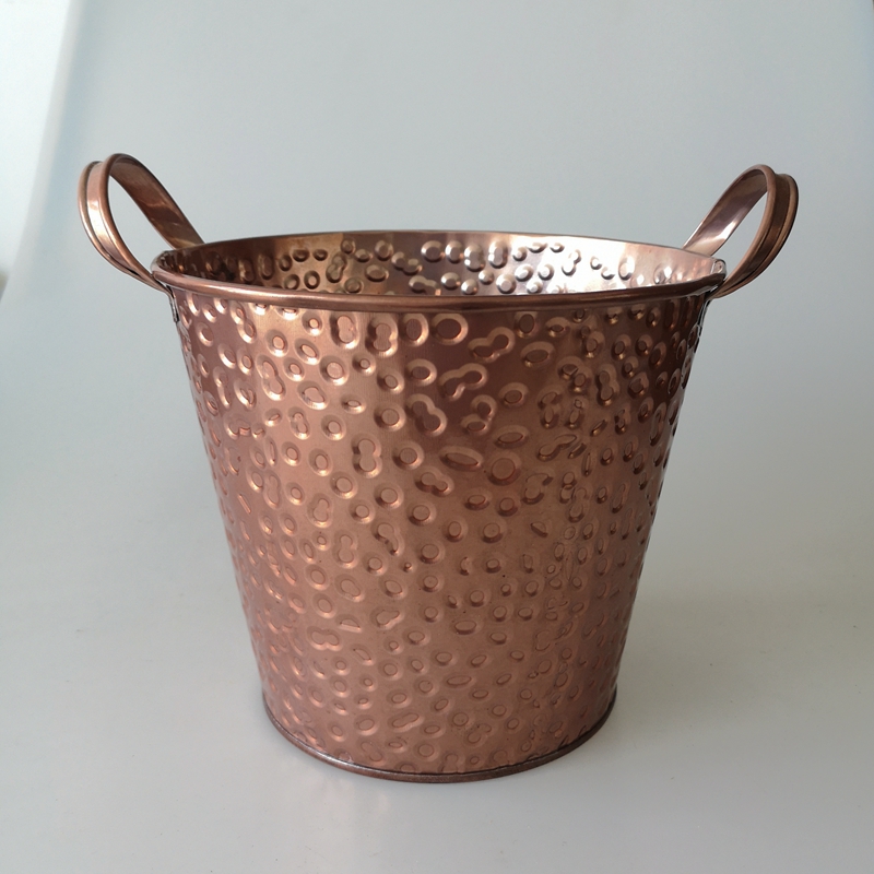 New modern embossment Round Metal pot with flat ears