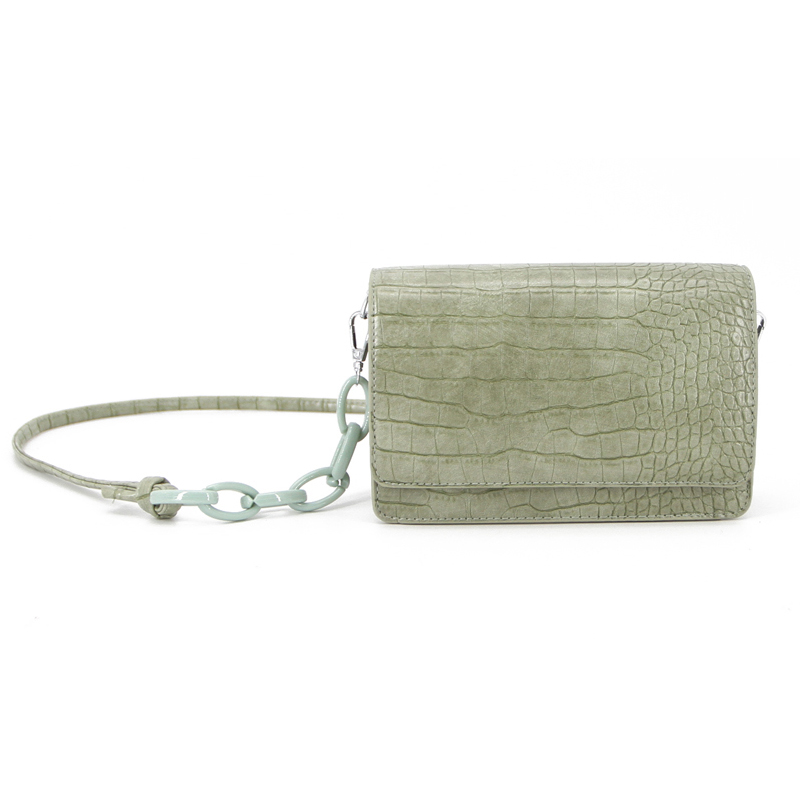 Fashion ladies croco PU crossbody bag with chain detail