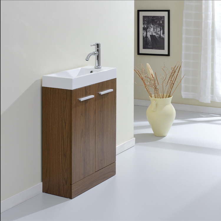 compact light walnut washing cabinet