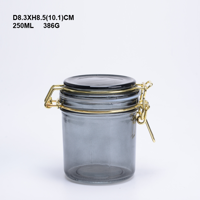 Glass Canning Jar w/Straight Body, Airtight Rubber Seal & Glass Lid