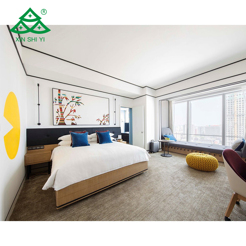 Wooden board hotel bedroom furniture set design