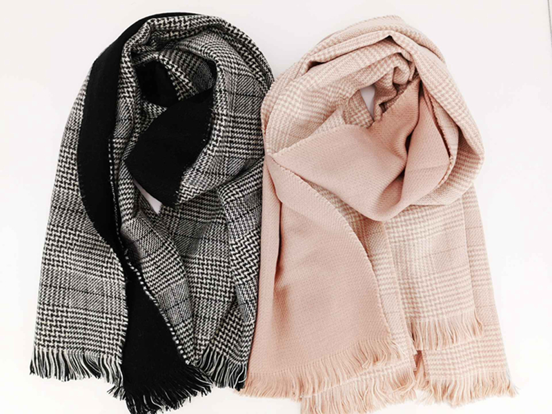 autumn and winter scarf acrylic solid women light plaid fabric scarf
