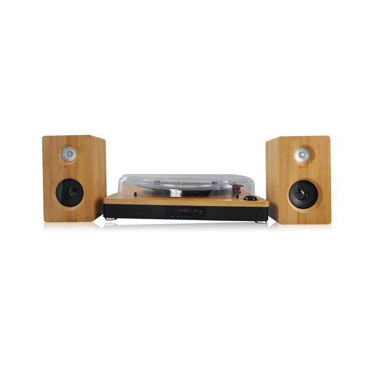 Bluetooth phonograph turntable player with external speakers and dust cover