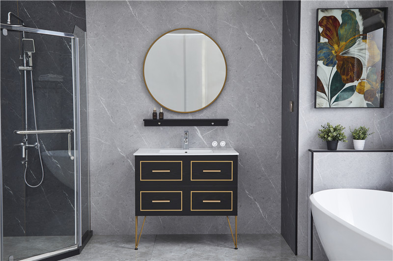 Black Body With Gloden Decoration Bathroom Vanity