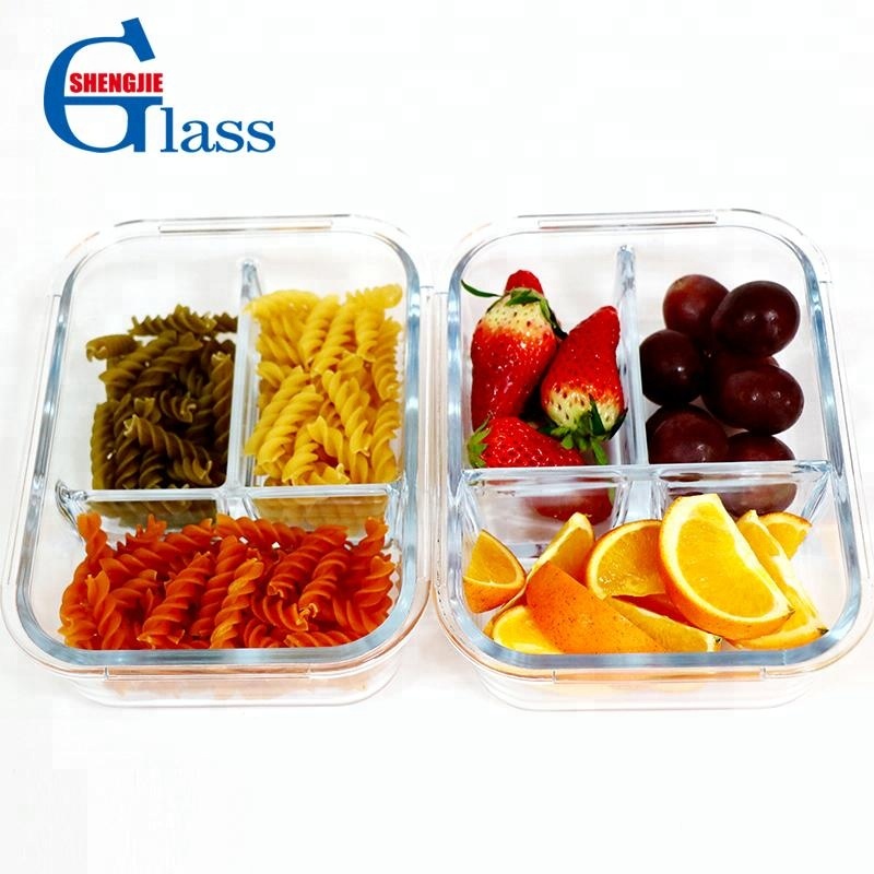 Microwave 3 Compartment Clear Glass Food Storage Containers