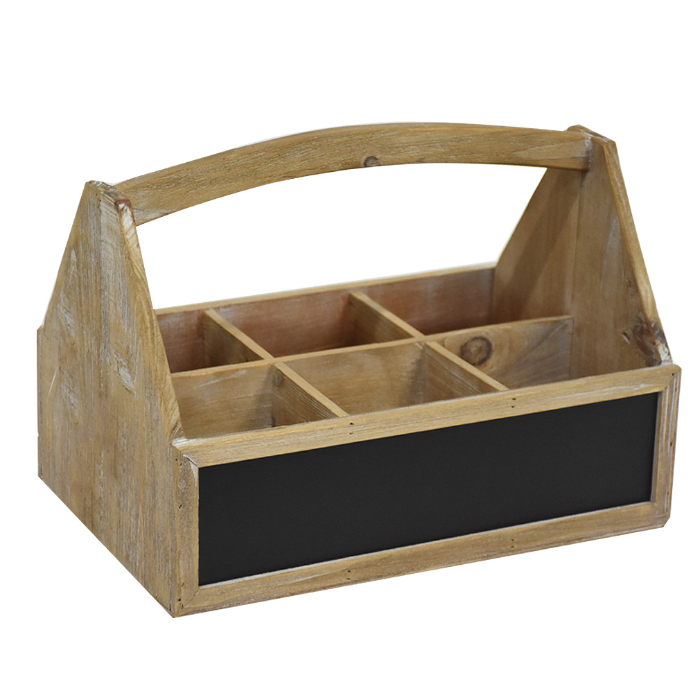 6 Compartments Wooden Bottles Beer Caddy
