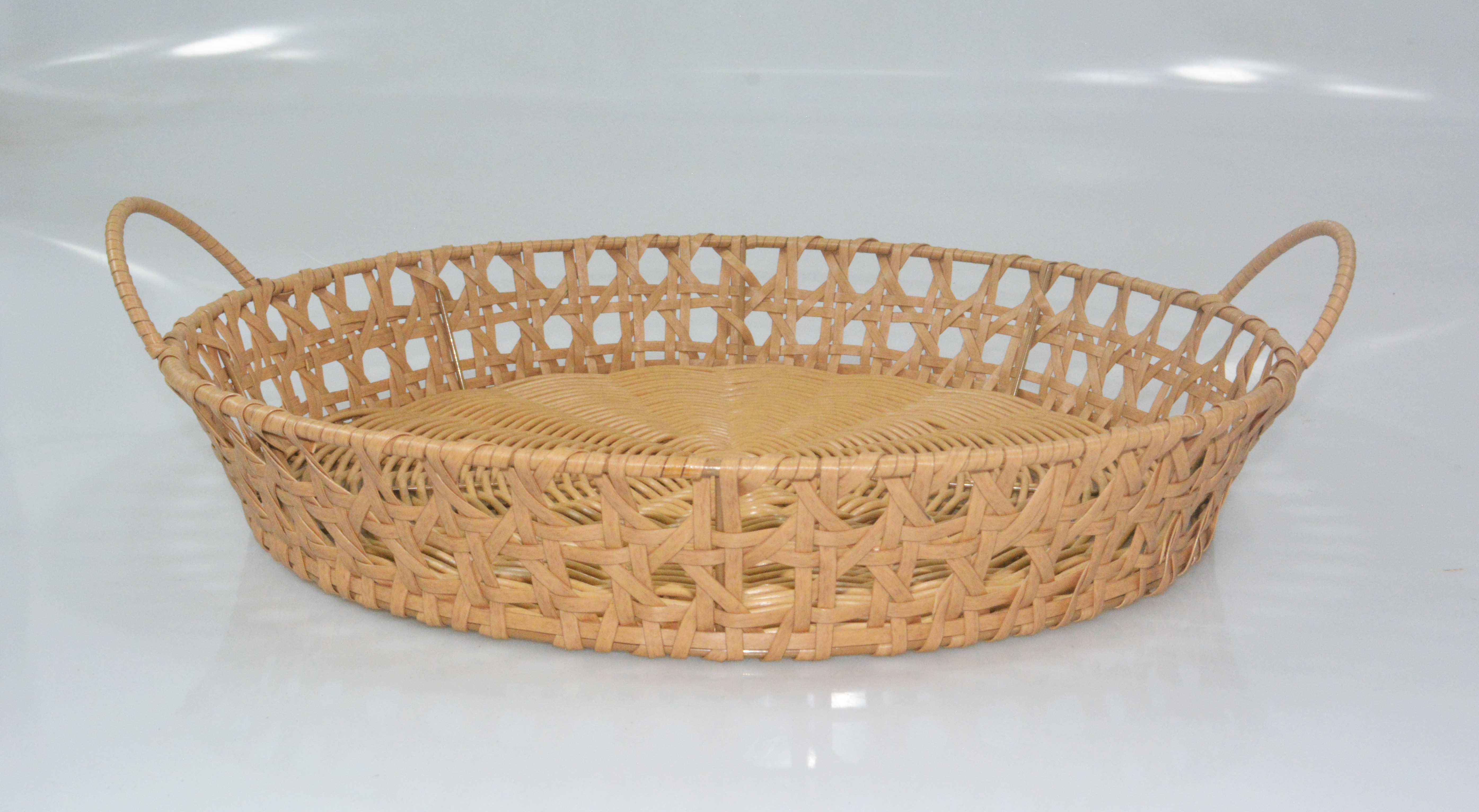 Plastic rattan serving tray for fruit bread storage basket with handle