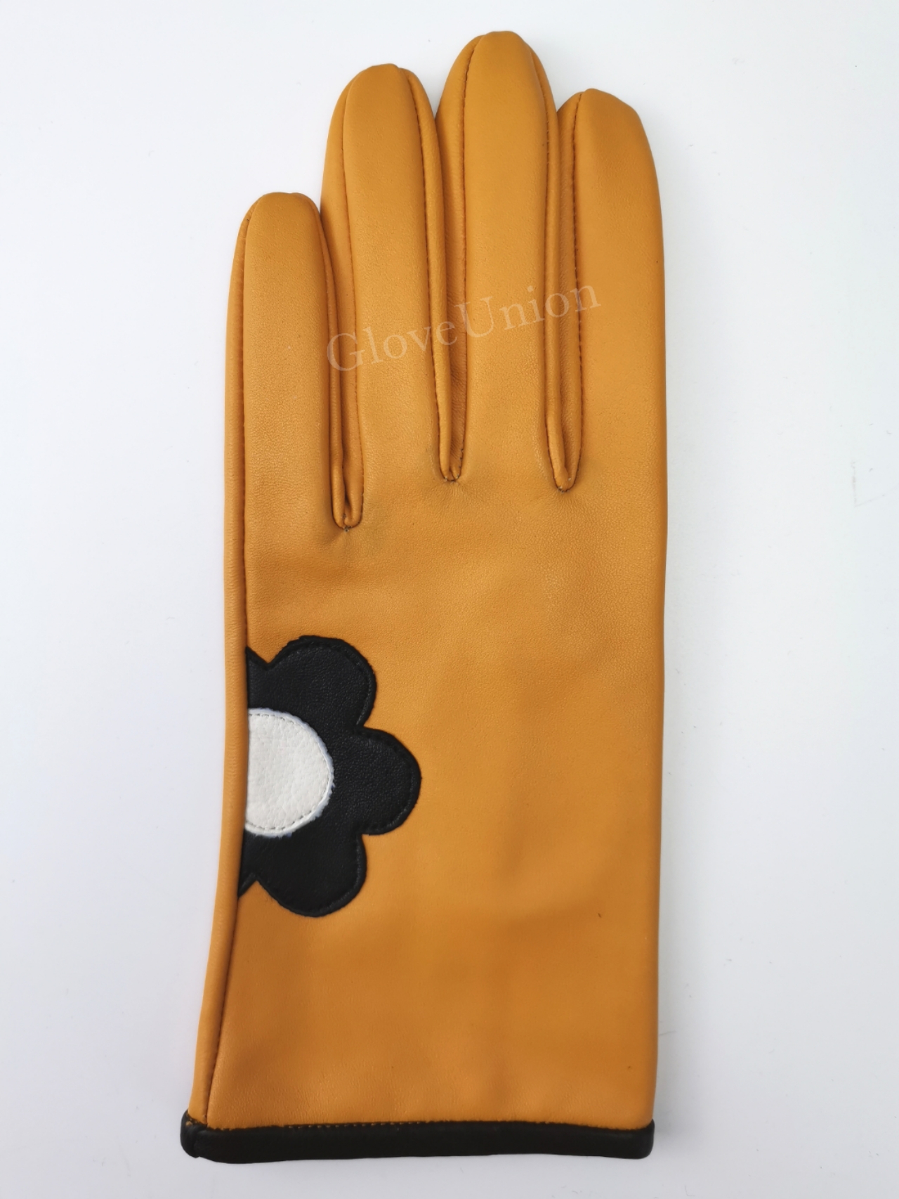 Ladies' sheepbskin Leather Glove with flower decoration