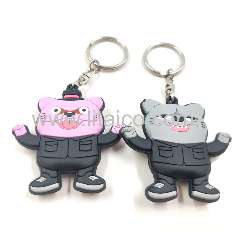 Catoon cat double-sided PVC Keychain
