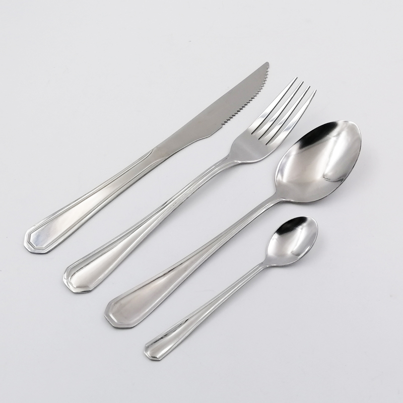 006 Square-Handle hand polish stainless steel steak knife, fork, spoon and tea spoon(OF006)