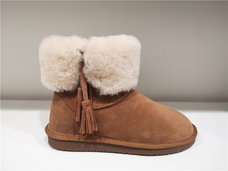 Ladies Fashion Sheepskin/Fake fur Snow Boot Winter shoes Water-Resistant Tassels