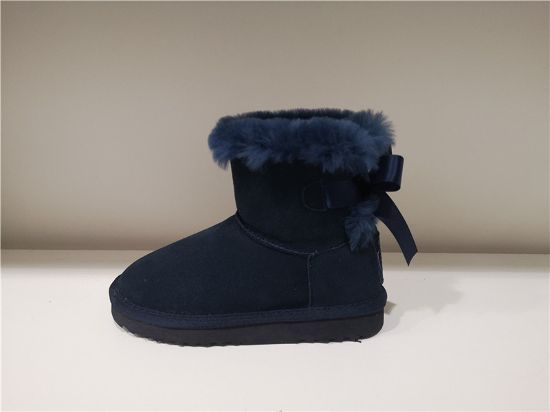 Fashion Sheepskin/Fake fur Snow Boot Winter shoes Water-Resistant Kids Bow