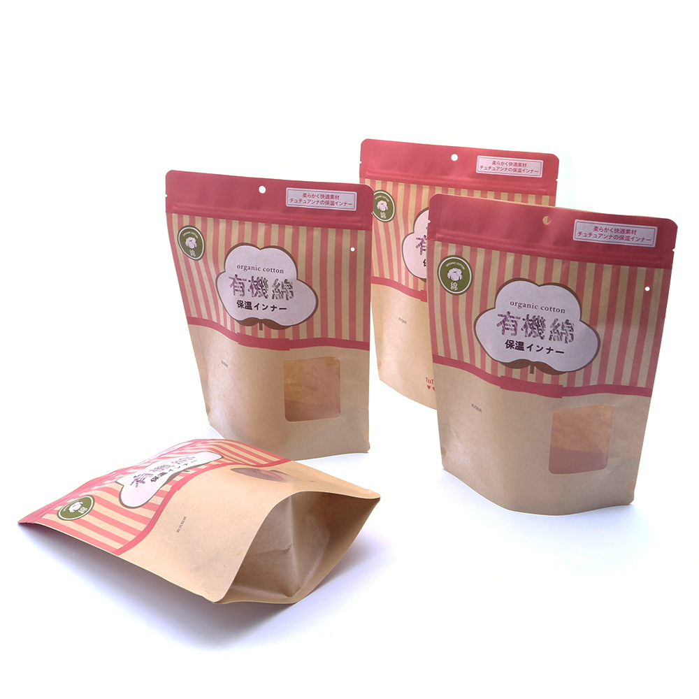 Custom Reusable Kraft Stand Up Pouch with Window