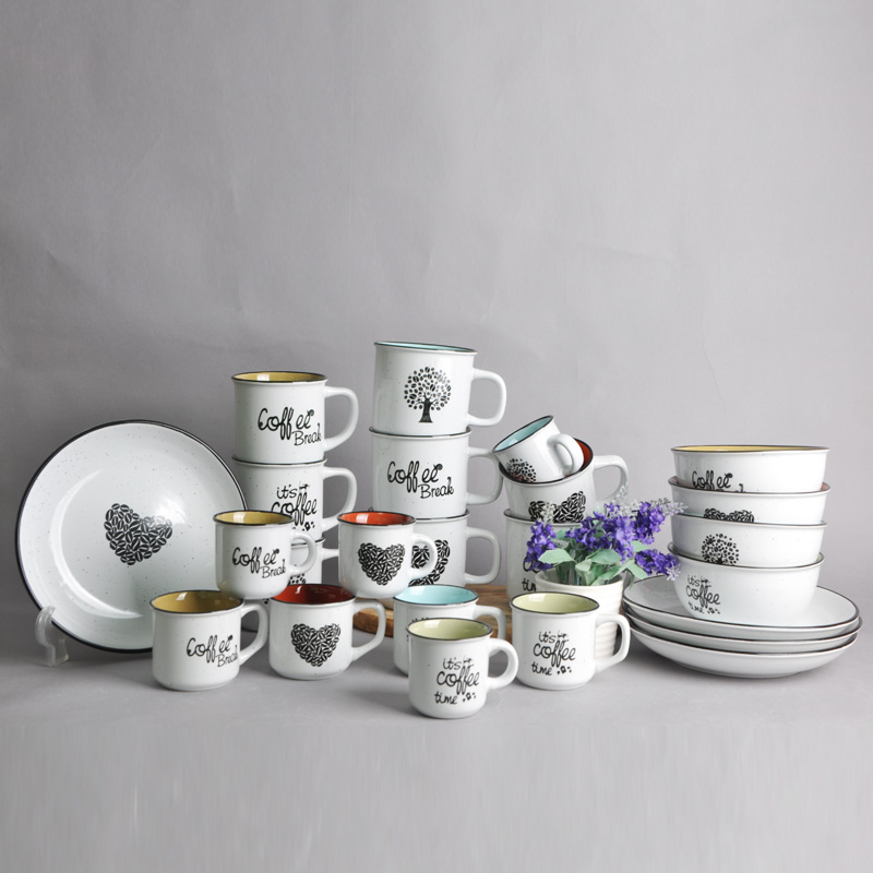 5oz 6oz 12oz14oz Imitation Enamel Mug Color Glaze Porcelain Mug Imitation Enamel Mug