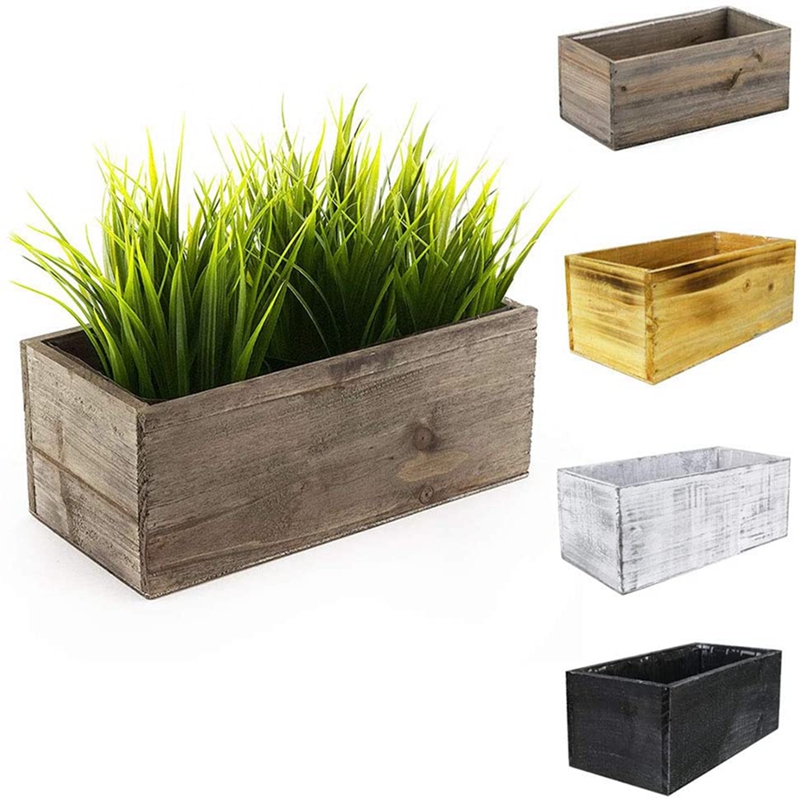 Rustic Wood Planter Box with Removable Plastic Liner (4 Colors Available) | Rustic Wooden Planters | Indoor Decorative Box