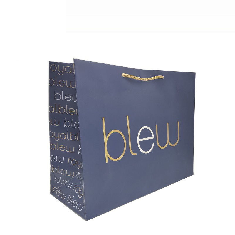 Blue hot gold paper bag, luxury clothing bag