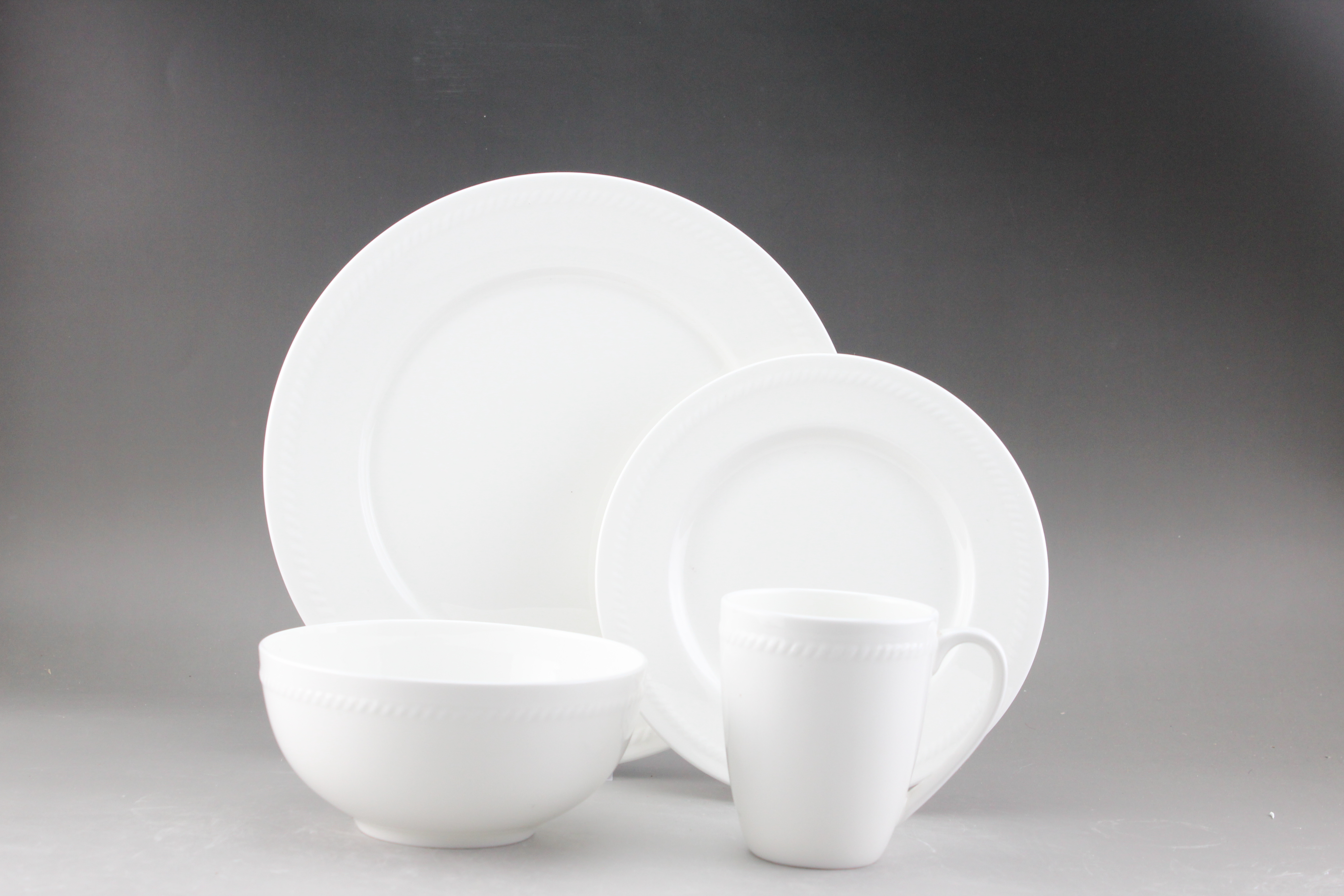 Bone China Embossed Dinner Set