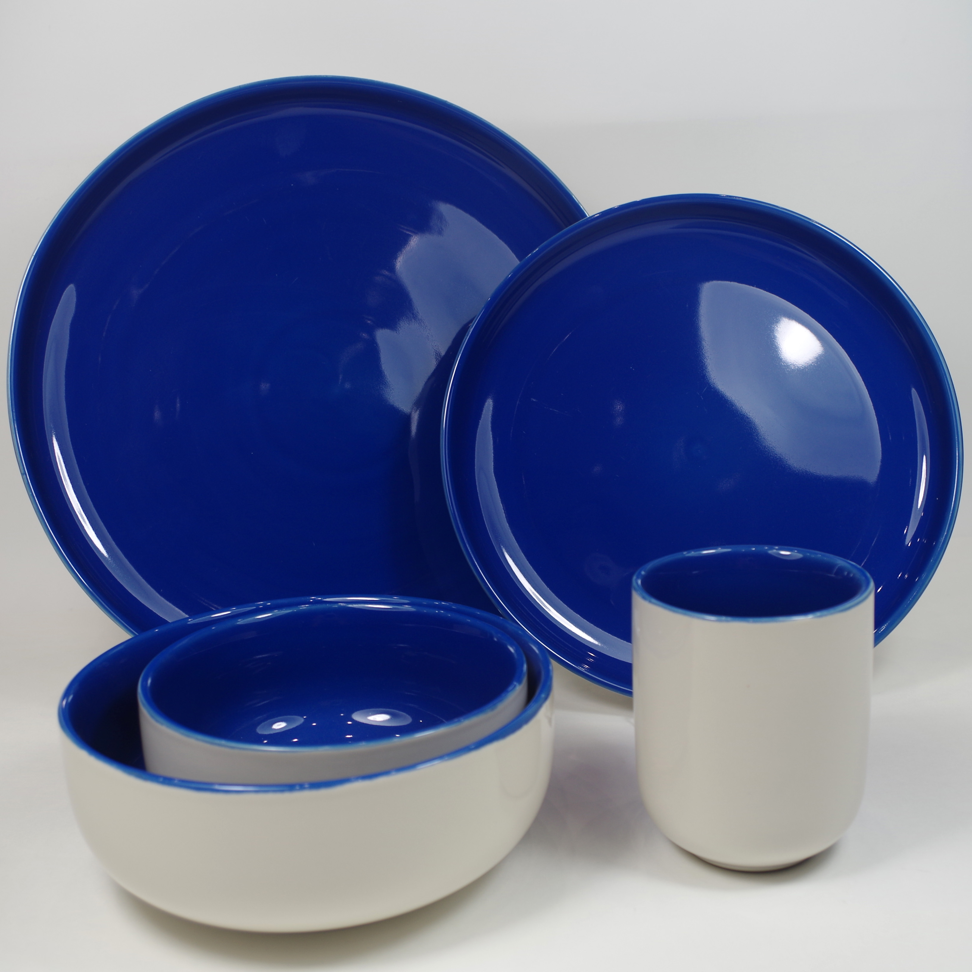 Color Glaze Blue Stoneware Dinnerset