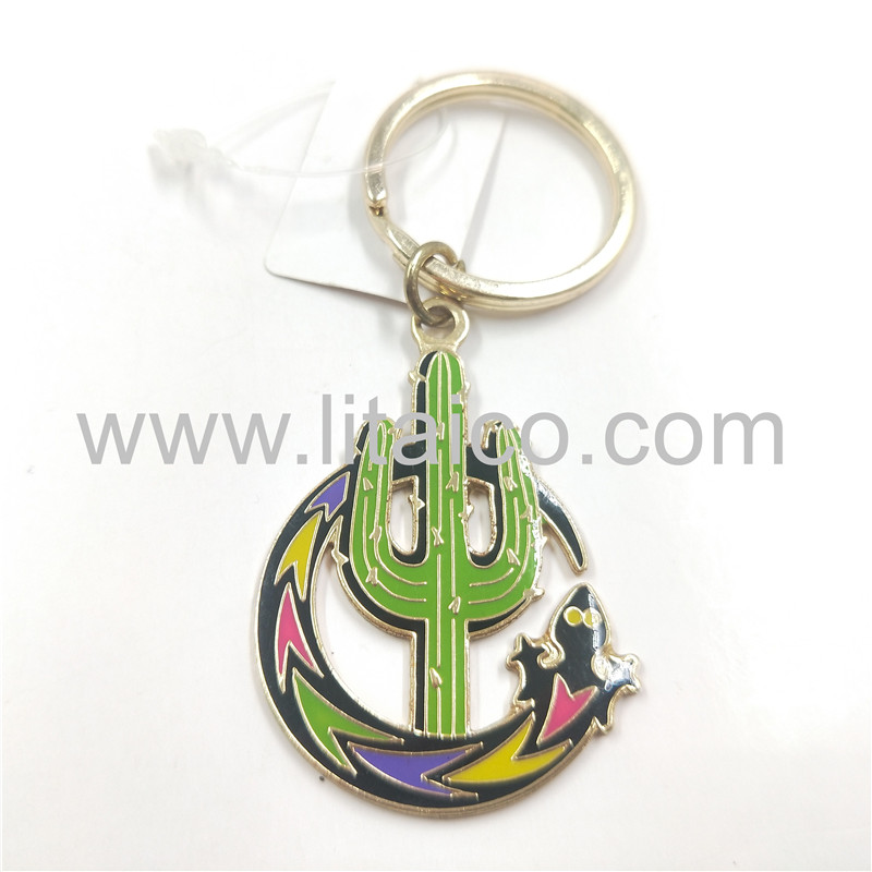 Cactus metal keychain