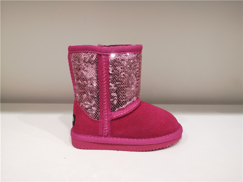 Children Fashion Sheepskin/Fake fur Snow Boot Winter shoes Water-Resistant Sequines