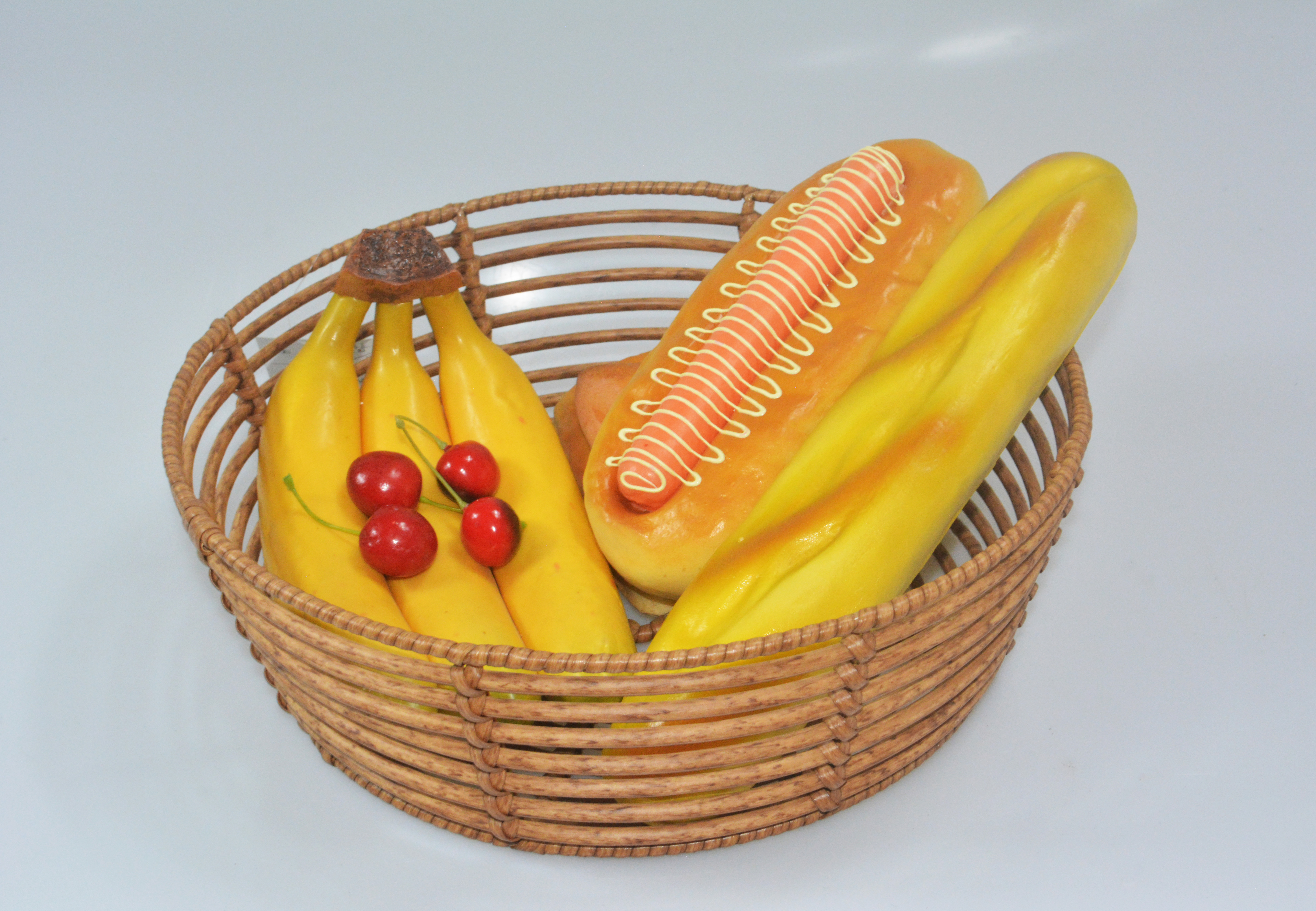 Plastic rattan handwoven fruit bread basket storage basket