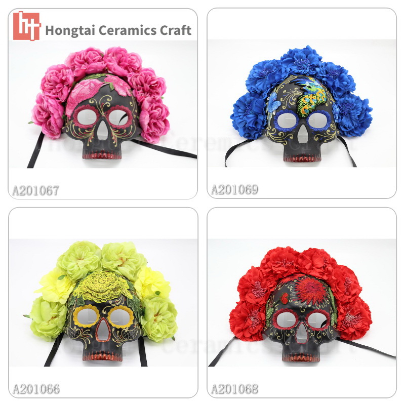 Day of the Dead Mask with Flower DOD Skull mask 1066-1067-1069-1068