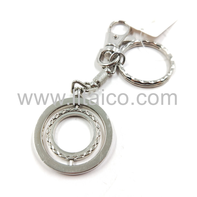 Circular hollow metal keychain—Double-side