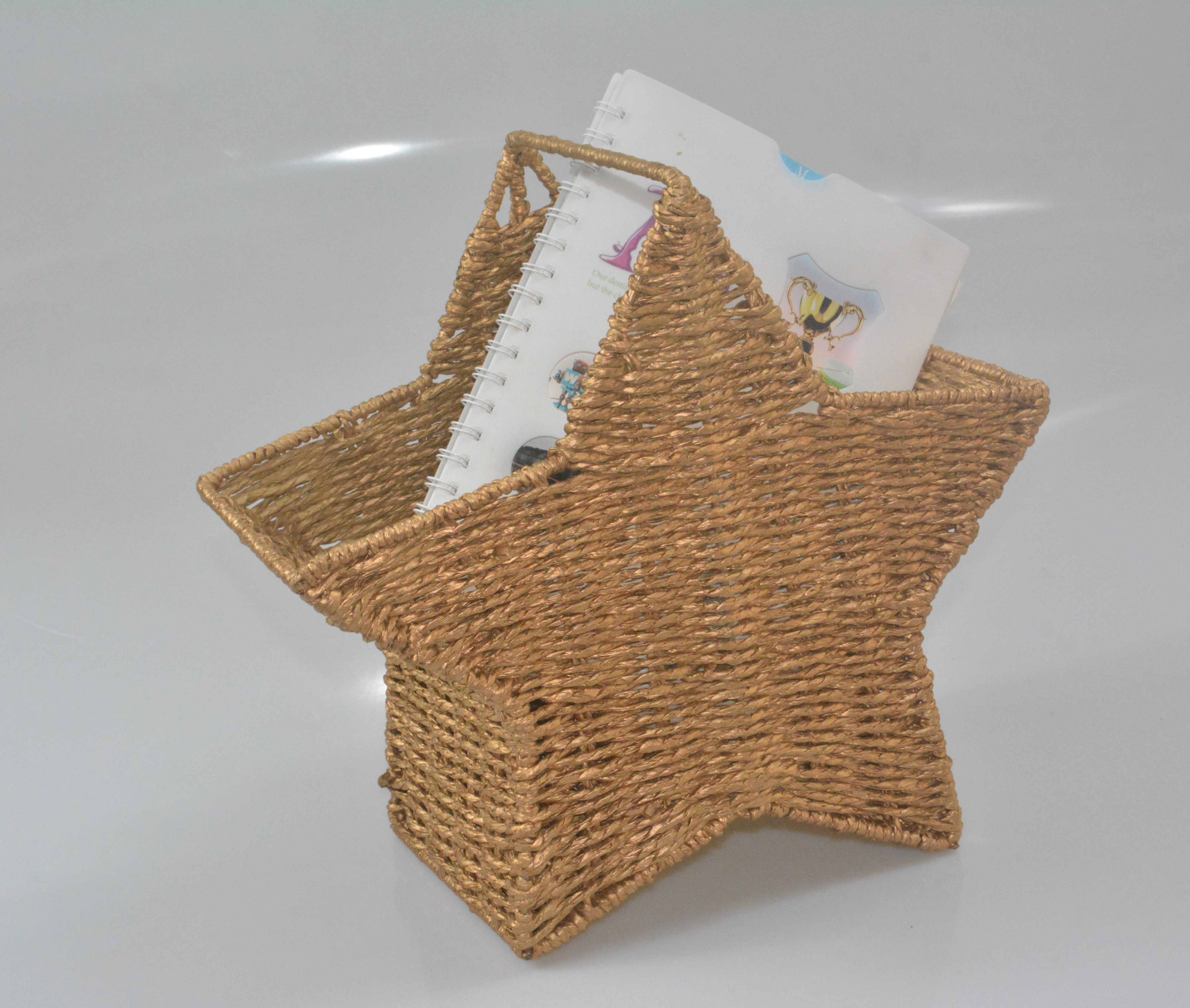 Household paper rope star shape woven storage basket fruit bread basket