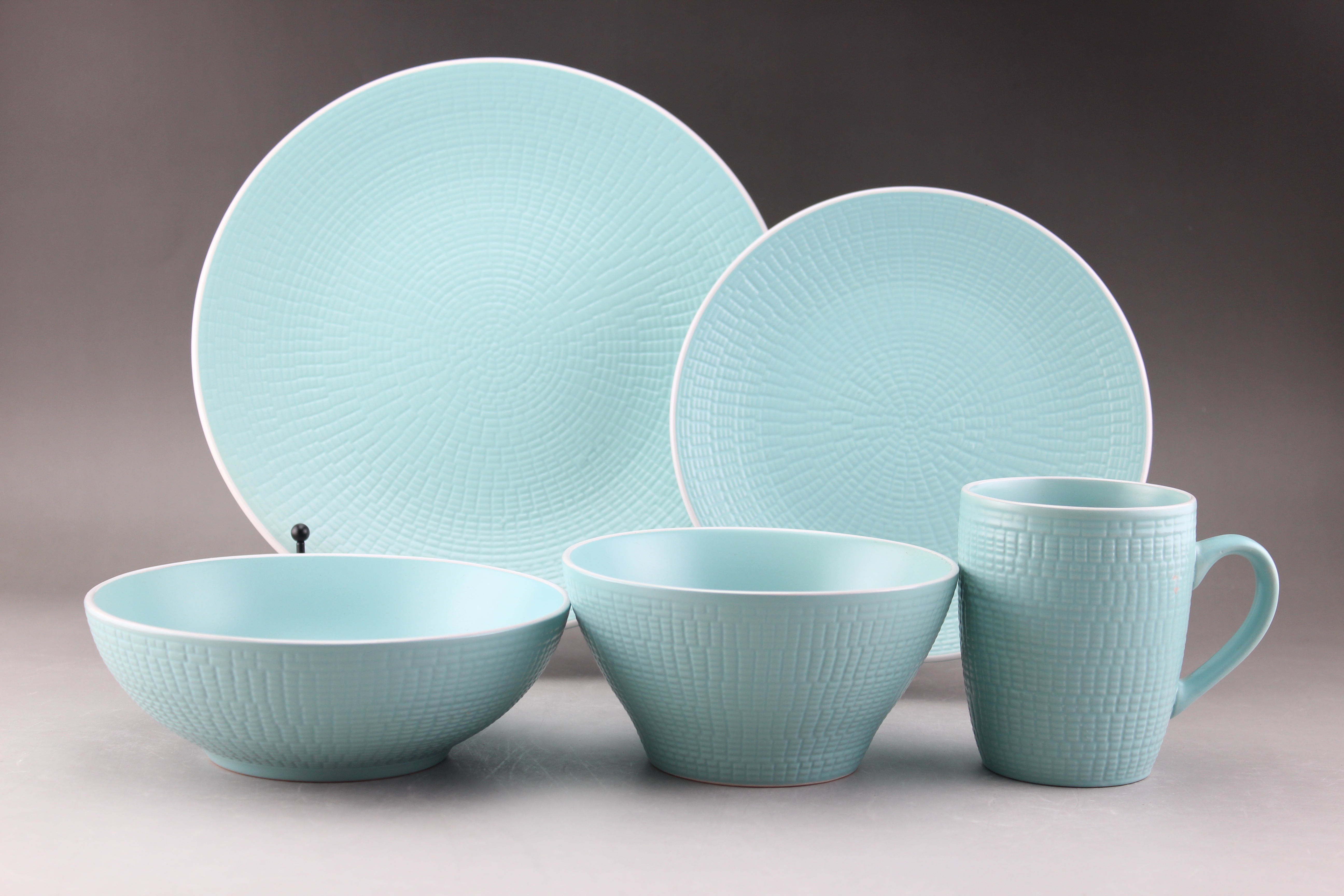 stoneware embossed dinner set
